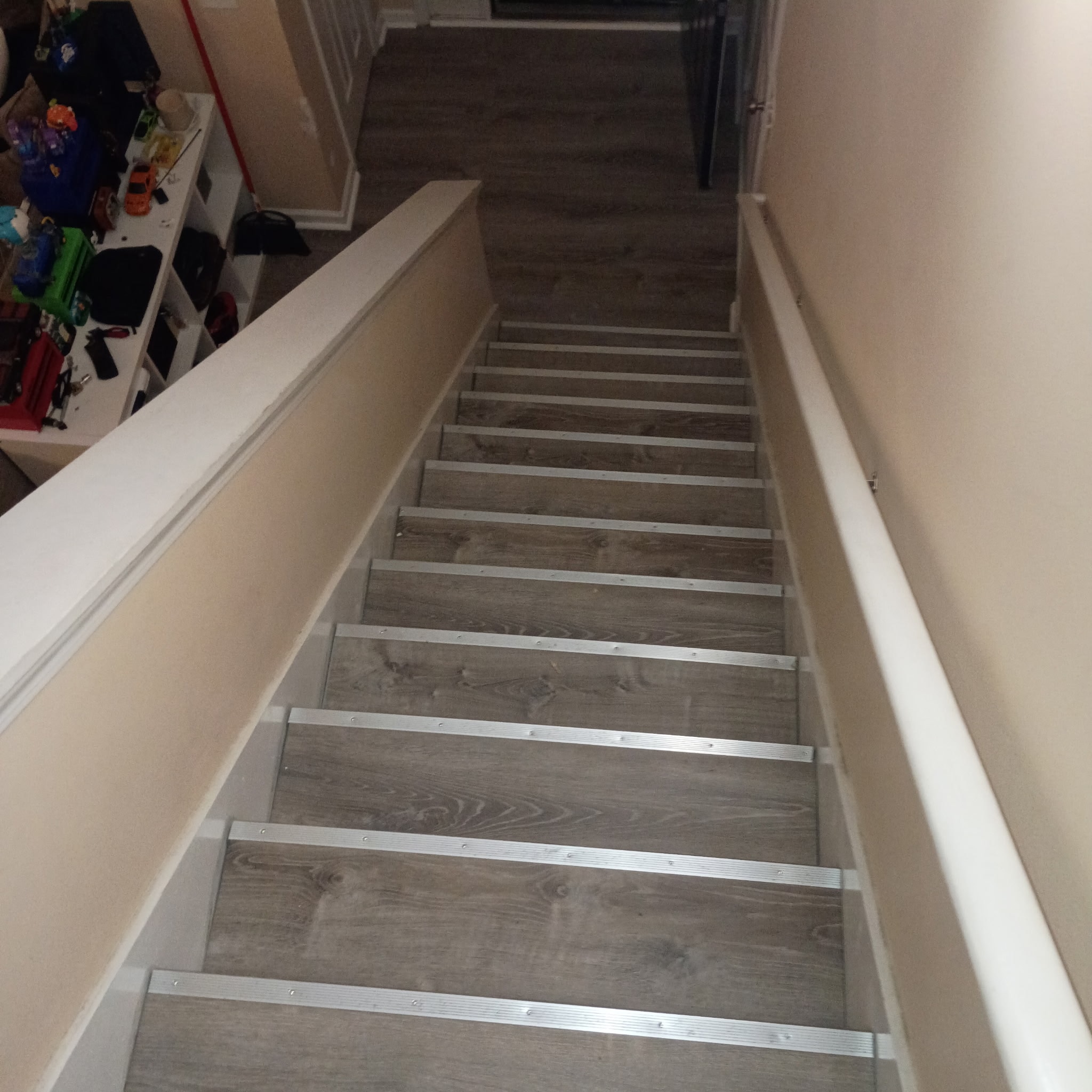 Finished staircase flooring installation